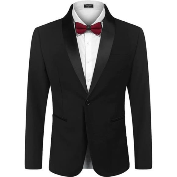 Jackets & Coats Mens Tuxedo Jacket Wedding Blazer One Button Black